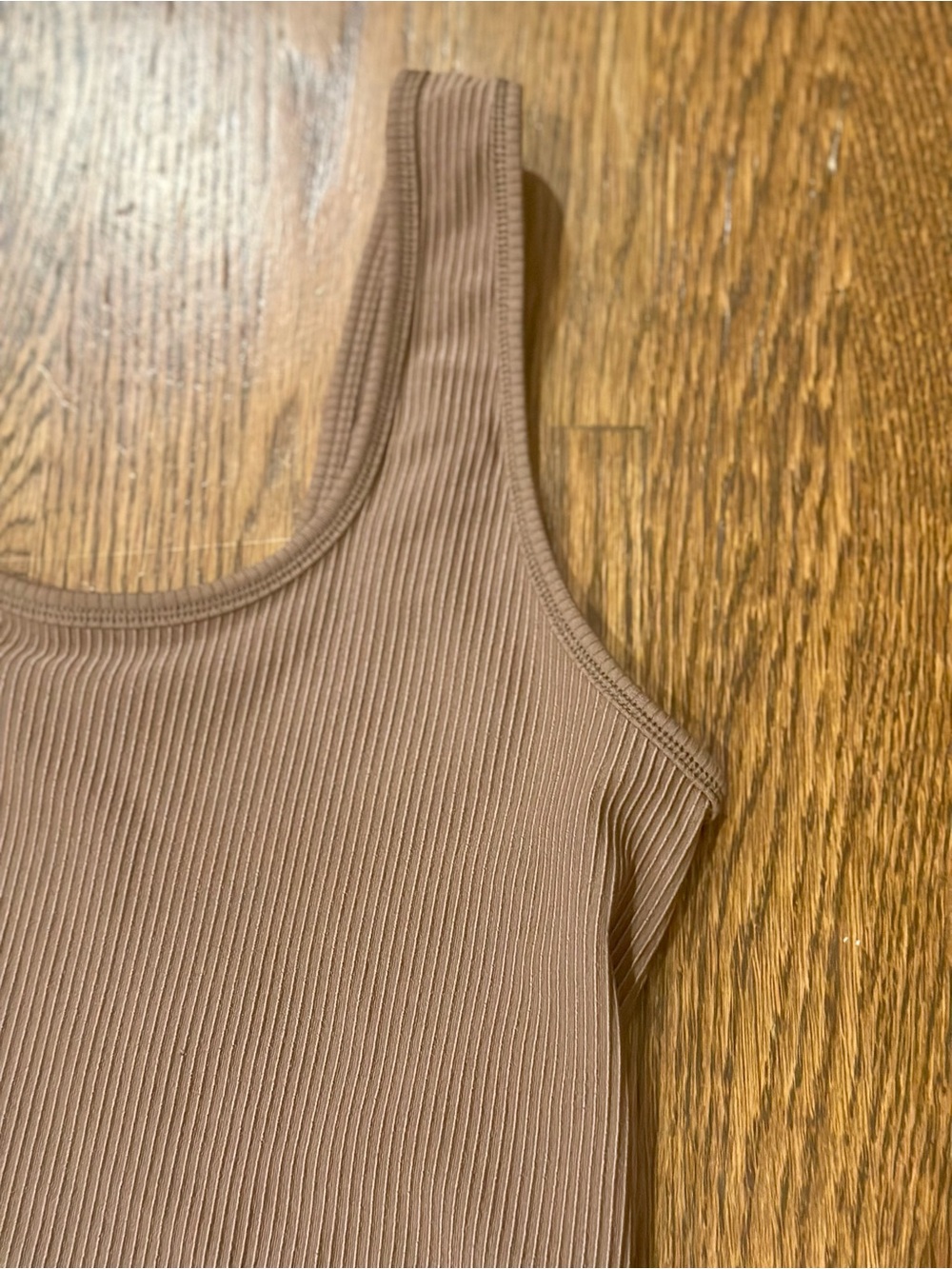 Fitted Ribbed Brown Tank Top - Small - Picture 4 of 5
